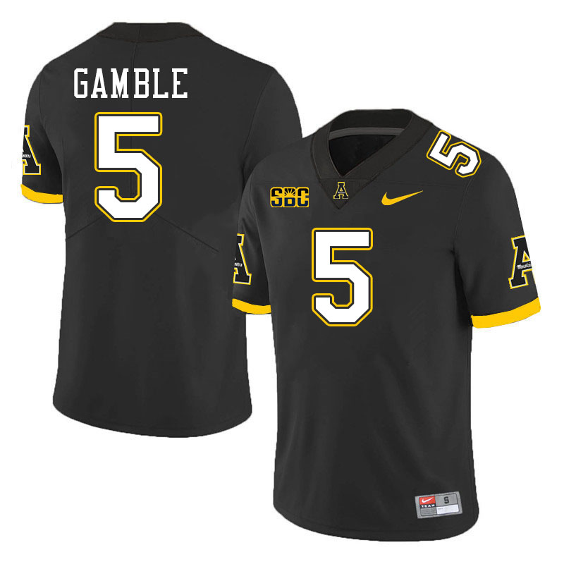 Appalachian State Mountaineers #5 Zyeir Gamble College Football Jerseys Stitched-Black Appalachian State Mountaineers #5 Zyeir Gamble College Football Jerseys Stitched-Black